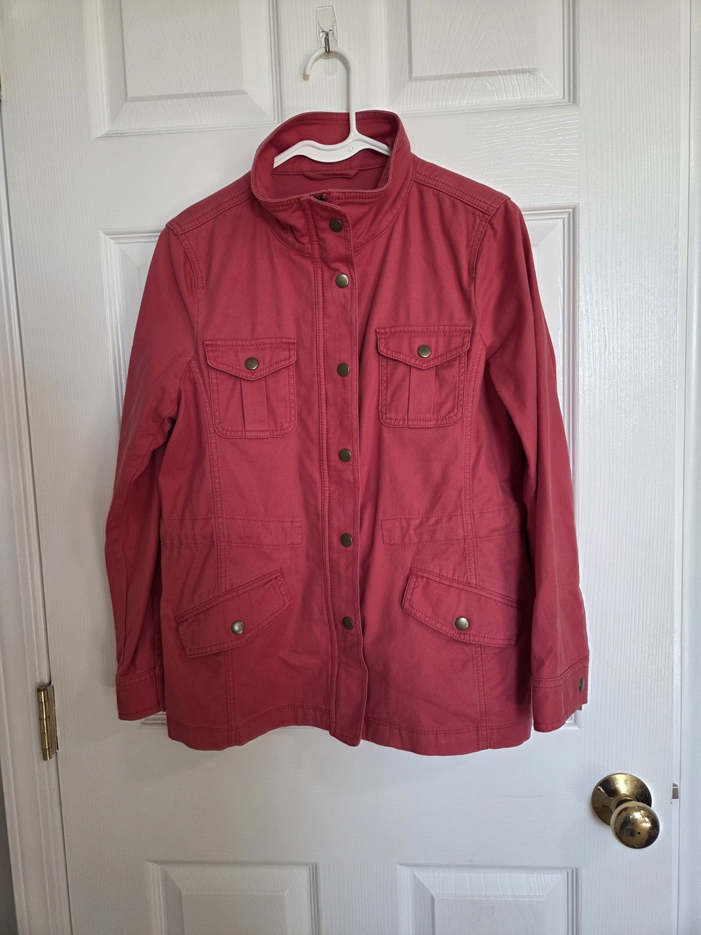 Talbots Raspberry Pink Snap-Front Utility Jacket